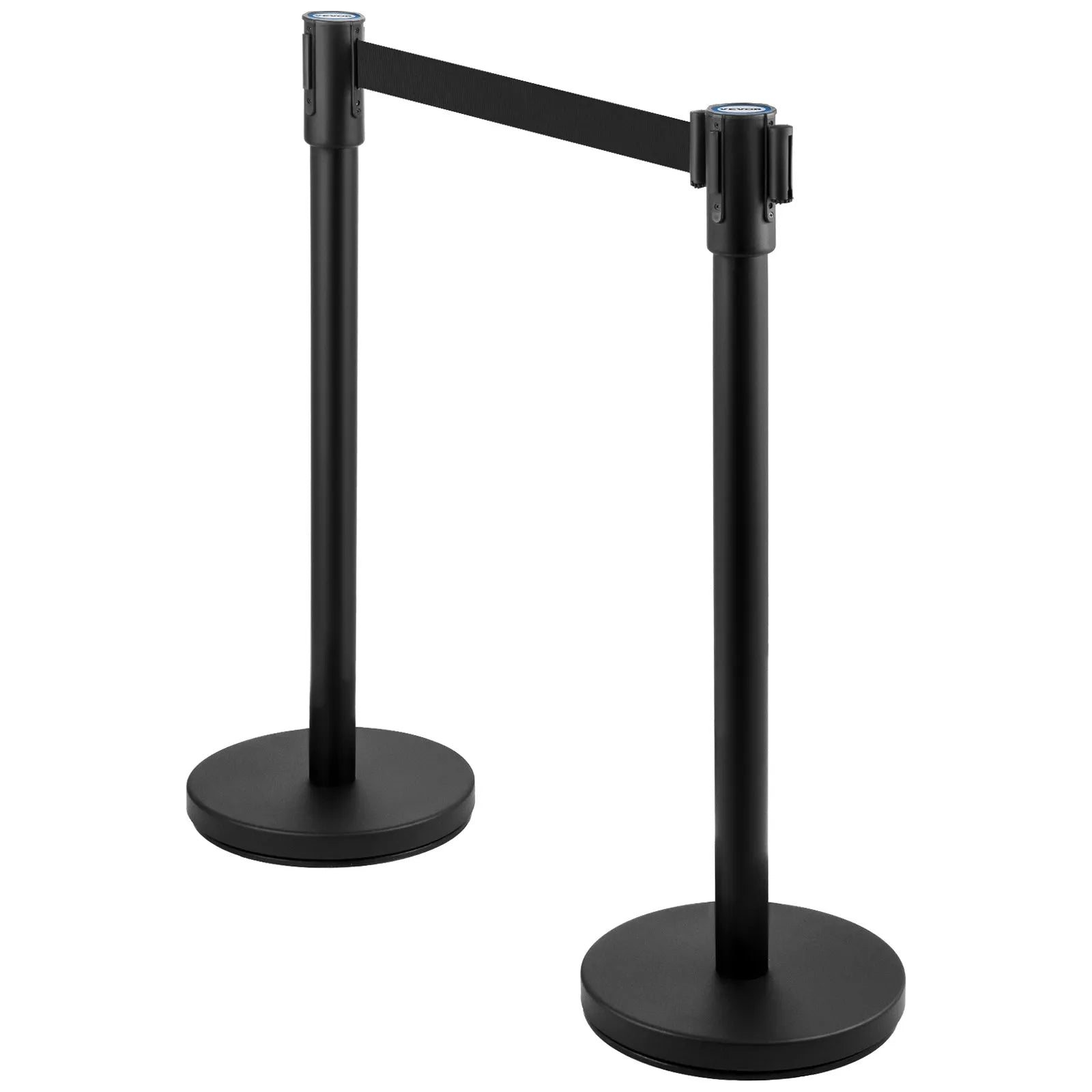 VEVOR Crowd Control Stanchion Stanchion Set 4 Pieces with 6.6 ft/2 m Black Belt