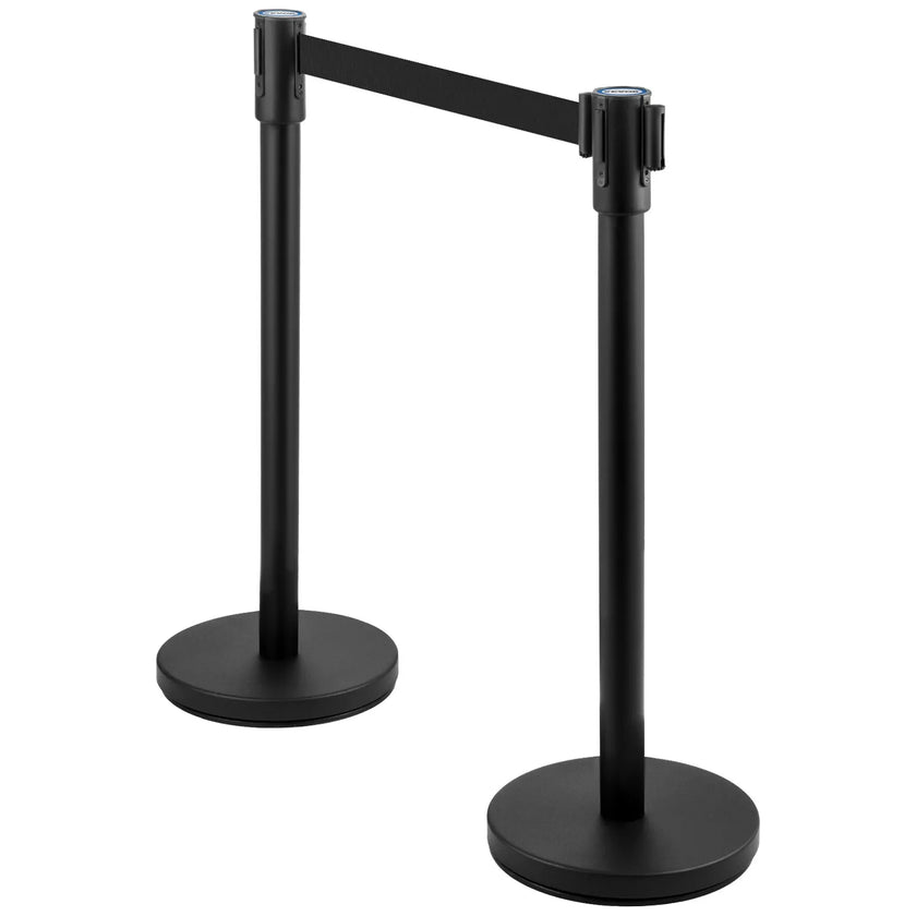 VEVOR Crowd Control Stanchion Stanchion Set 4 Pieces with 6.6 ft/2 m Black Belt