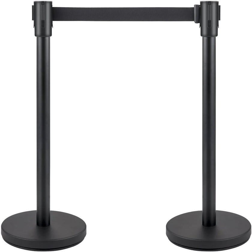 VEVOR Crowd Control Stanchion Stanchion Set 4 Pieces with 6.6 ft/2 m Black Belt