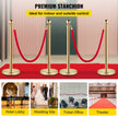 VEVOR 38 Inch Stanchion Posts Queue, Red Velvet Rope (3, Gold)