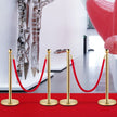 VEVOR 38 Inch Stanchion Posts Queue, Red Velvet Rope (3, Gold)