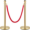VEVOR 38 Inch Stanchion Posts Queue, Red Velvet Rope (3, Gold)