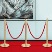 3pcs Red Twine Rope Stanchion Gold Post Crowd Control Queue Line Barrier 2 Lines