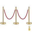 3pcs Red Twine Rope Stanchion Gold Post Crowd Control Queue Line Barrier 2 Lines