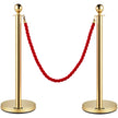 3pcs Red Twine Rope Stanchion Gold Post Crowd Control Queue Line Barrier 2 Lines