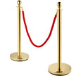 3pcs Red Twine Rope Stanchion Gold Post Crowd Control Queue Line Barrier 2 Lines