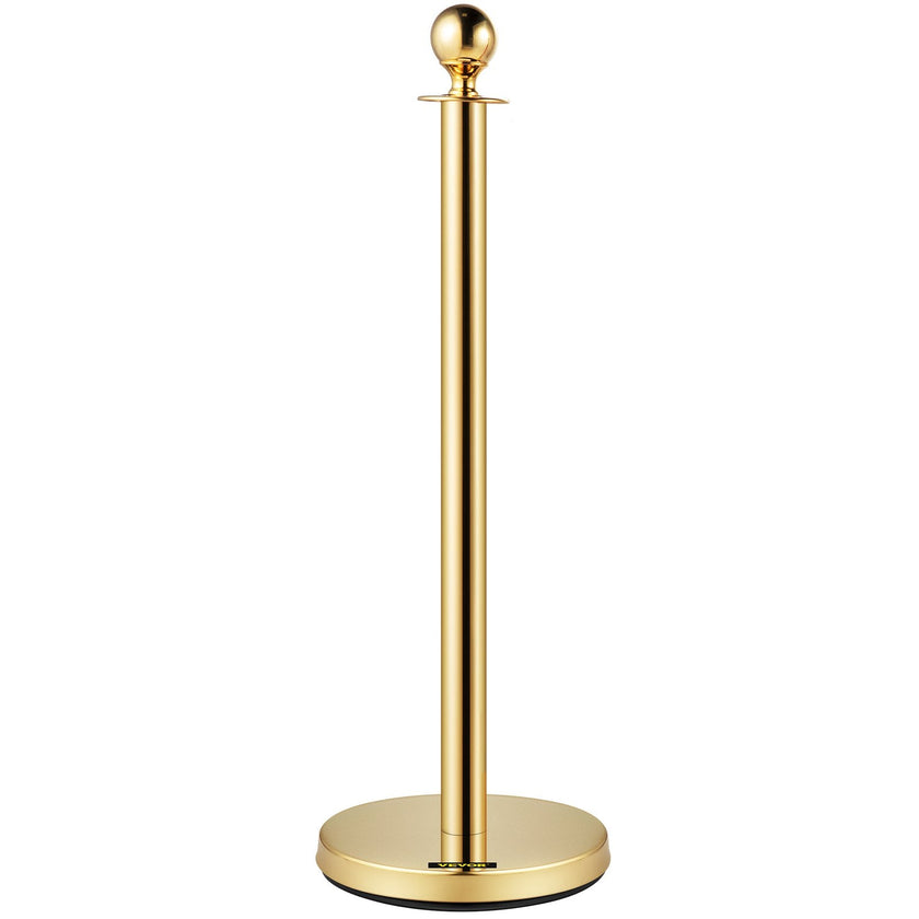 3pcs Red Twine Rope Stanchion Gold Post Crowd Control Queue Line Barrier 2 Lines