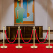 4pcs Red Velvet Rope Stanchion Gold Post Crowd Control Queue Line Barrier 3-rope