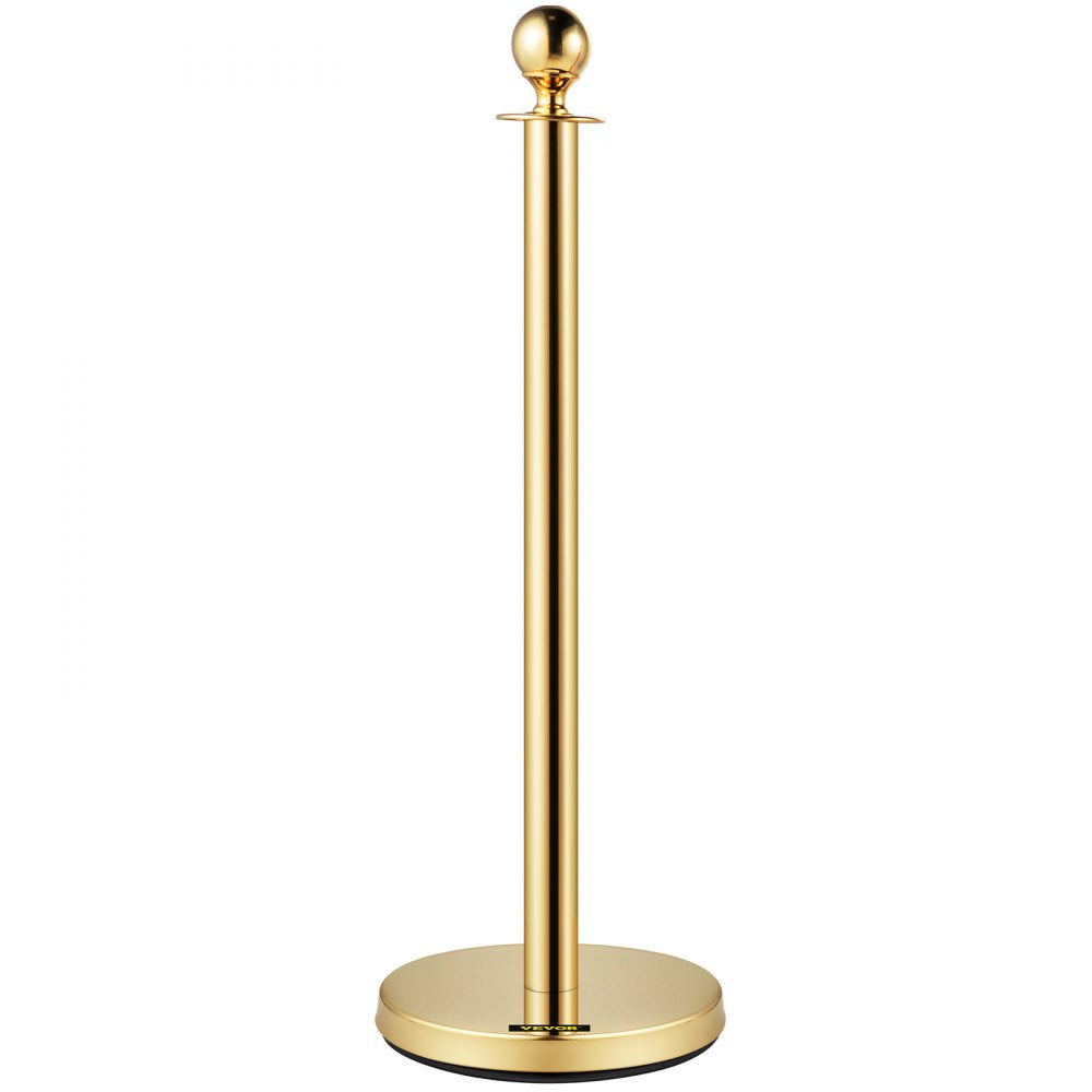 4pcs Red Velvet Rope Stanchion Gold Post Crowd Control Queue Line Barrier 3-rope