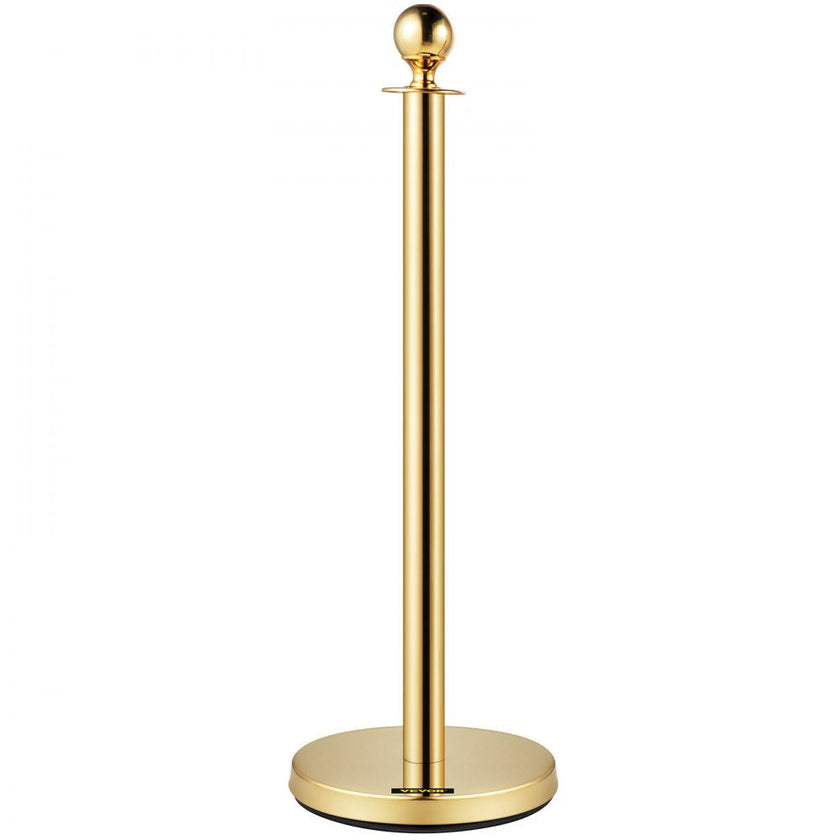 4pcs Red Velvet Rope Stanchion Gold Post Crowd Control Queue Line Barrier 3-rope