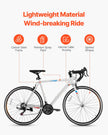 VEVOR Road Bike Racing Bicycle 700C Shimano 21 Speeds Carbon Steel Caliper Brake