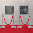 VEVOR 4PCS Stainless Steel Stanchion Posts Queue, Red Velvet Ropes Silver, 38In Rope Barriers Queue Line Crowd Control Barriers for Party Supplies