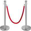 VEVOR 4PCS Stainless Steel Stanchion Posts Queue, Red Velvet Ropes Silver, 38In Rope Barriers Queue Line Crowd Control Barriers for Party Supplies