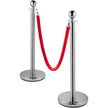 VEVOR 4PCS Stainless Steel Stanchion Posts Queue, Red Velvet Ropes Silver, 38In Rope Barriers Queue Line Crowd Control Barriers for Party Supplies