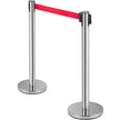 VEVOR Crowd Control Stanchion, Set of 6 Pieces Stanchion Set, Stanchion Set w/ 6.6ft/2m Red Retractable Belt, Silver Crowd Control Barrier w/ Sturdy Rubber Base–Easy Connect Assembly for Crowd Control
