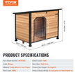 VEVOR Outdoor Dog House, Waterproof Insulated Dog House with Elevated Floor, Anti-Bite Wood Dog House Outdoor Iron Frame, Open Roof, for Medium to Large Dogs