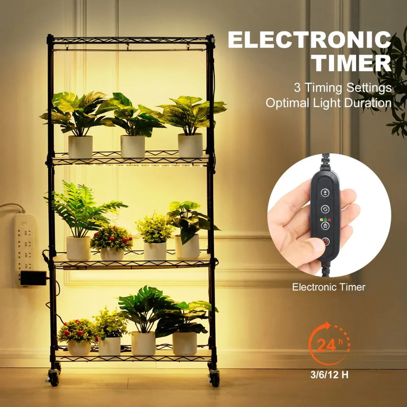 VEVOR Plant Stand with Grow Lights 4 Tiers 45W 49.8