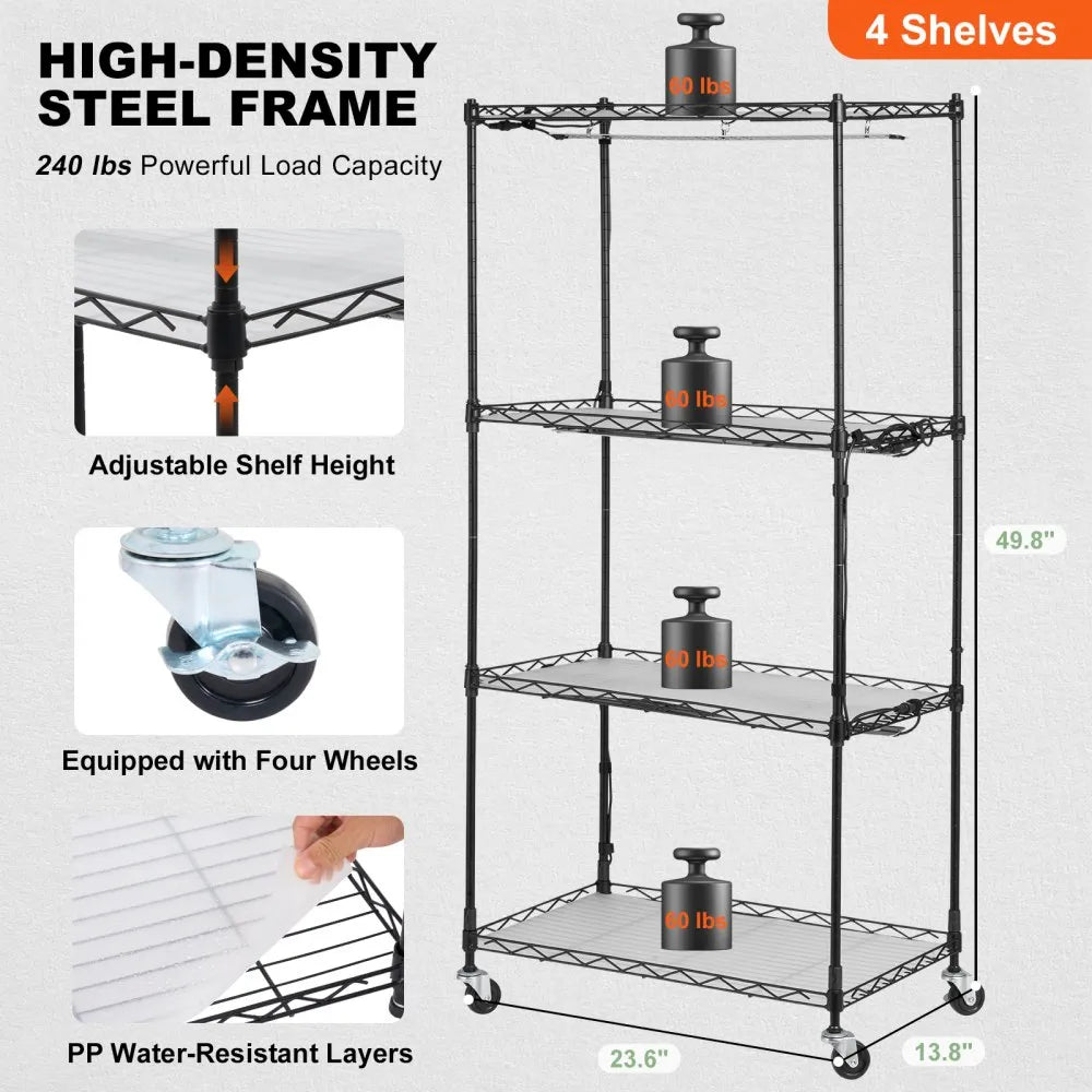 VEVOR Plant Stand with Grow Lights 4 Tiers 45W 49.8