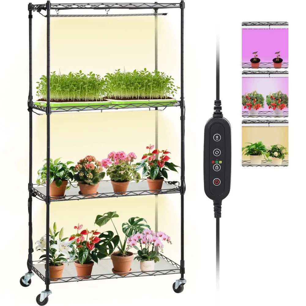 VEVOR Plant Stand with Grow Lights 4 Tiers 45W 49.8