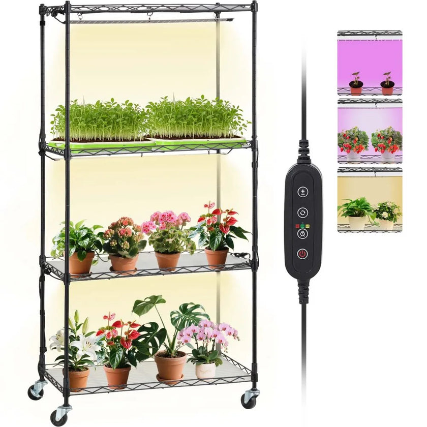 VEVOR Plant Stand with Grow Lights 4 Tiers 45W 49.8