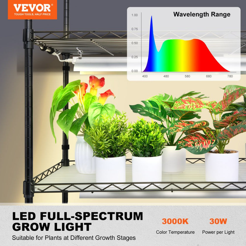 VEVOR Plant Stand with Grow Lights 4 Tiers 180W 59.1