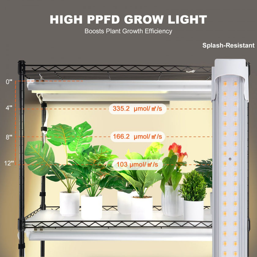 VEVOR Plant Stand with Grow Lights 4 Tiers 180W 59.1