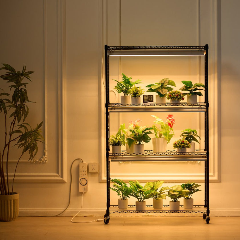 VEVOR Plant Stand with Grow Lights 4 Tiers 180W 59.1