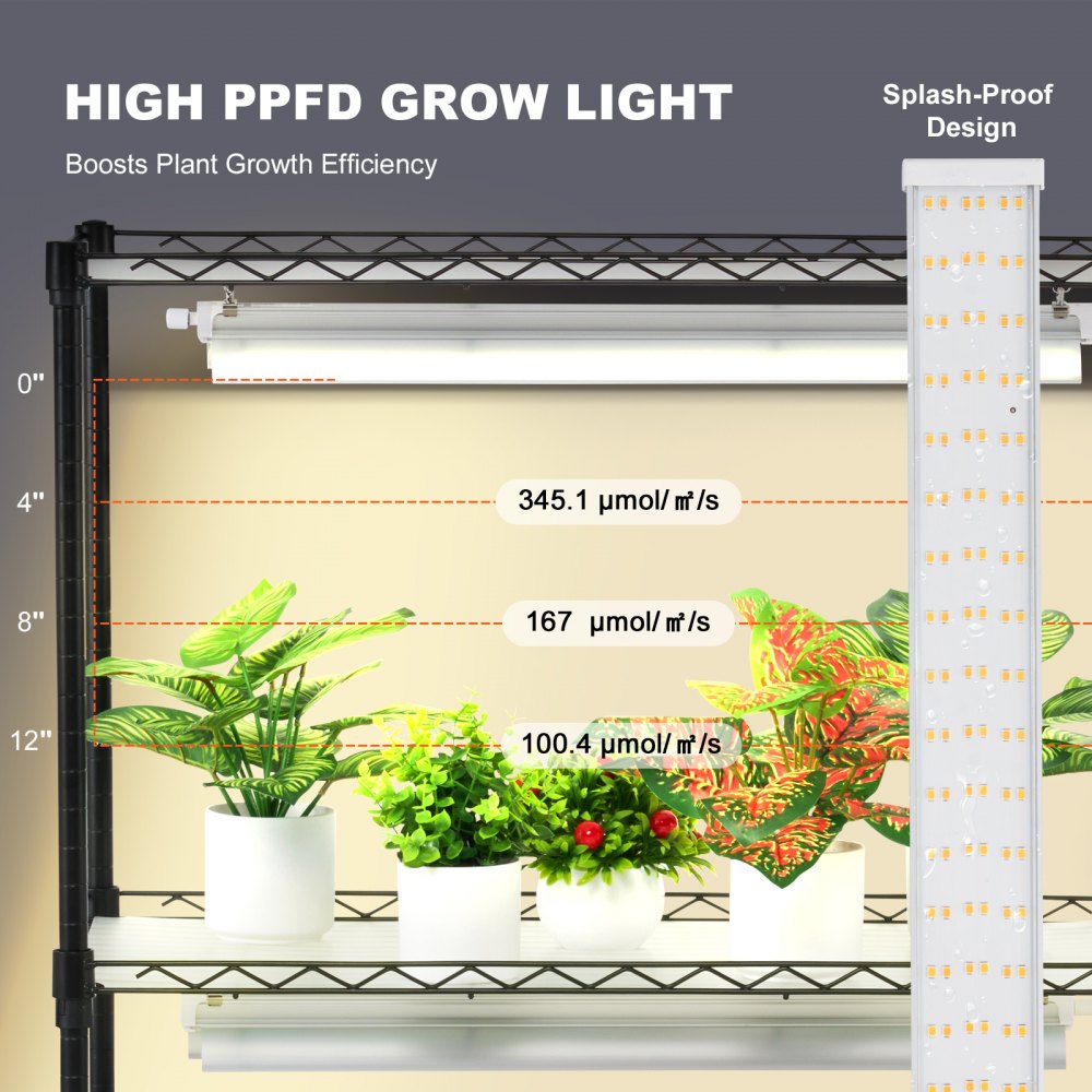 VEVOR Plant Stand with Grow Lights 6 Tiers 150W 70.9