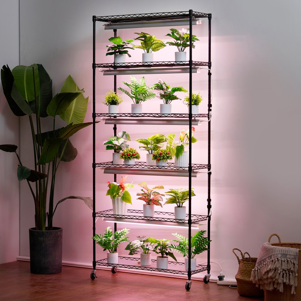 VEVOR Plant Stand with Grow Lights 6 Tiers 150W 70.9