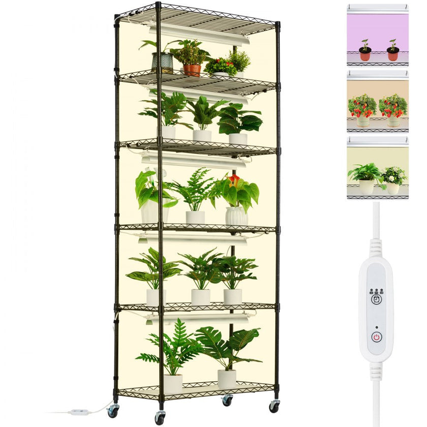 VEVOR Plant Stand with Grow Lights 6 Tiers 150W 70.9
