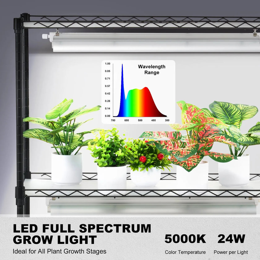VEVOR DIY Plant Stand with Grow Lights 6 Tiers 192W 70.9