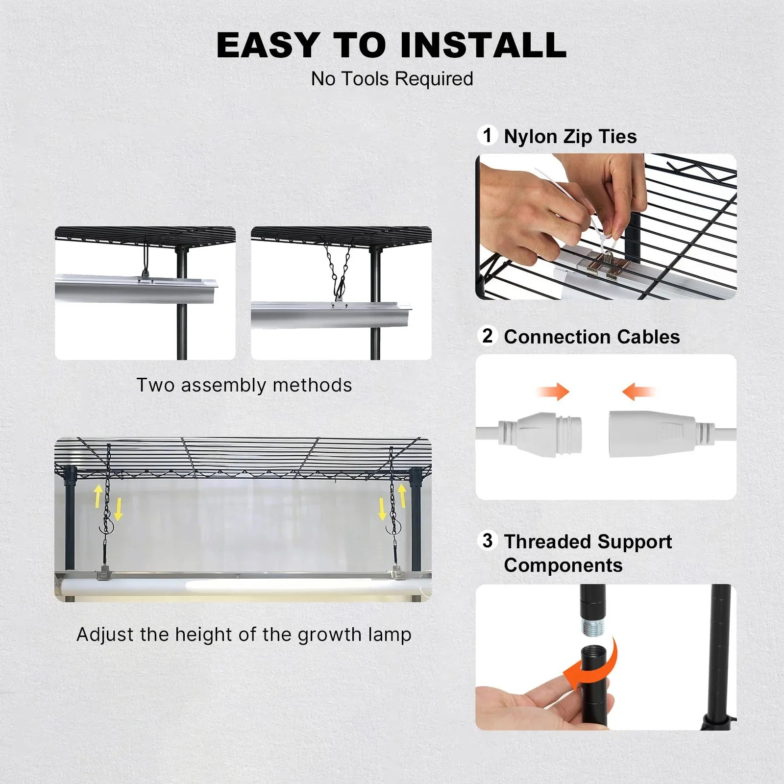 VEVOR DIY Plant Stand with Grow Lights 6 Tiers 192W 70.9