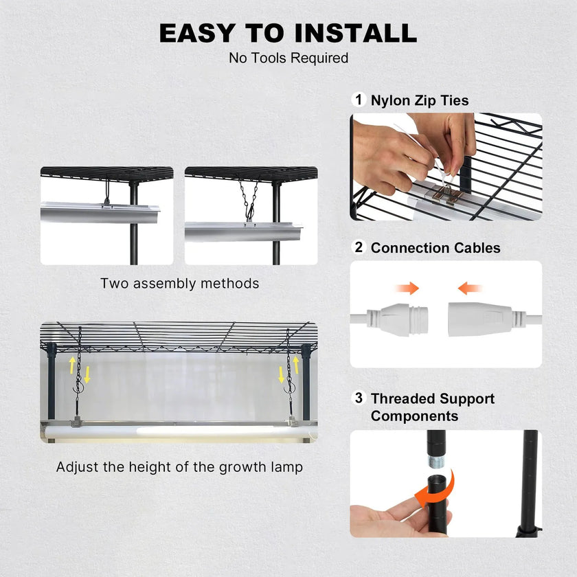 VEVOR DIY Plant Stand with Grow Lights 6 Tiers 192W 70.9
