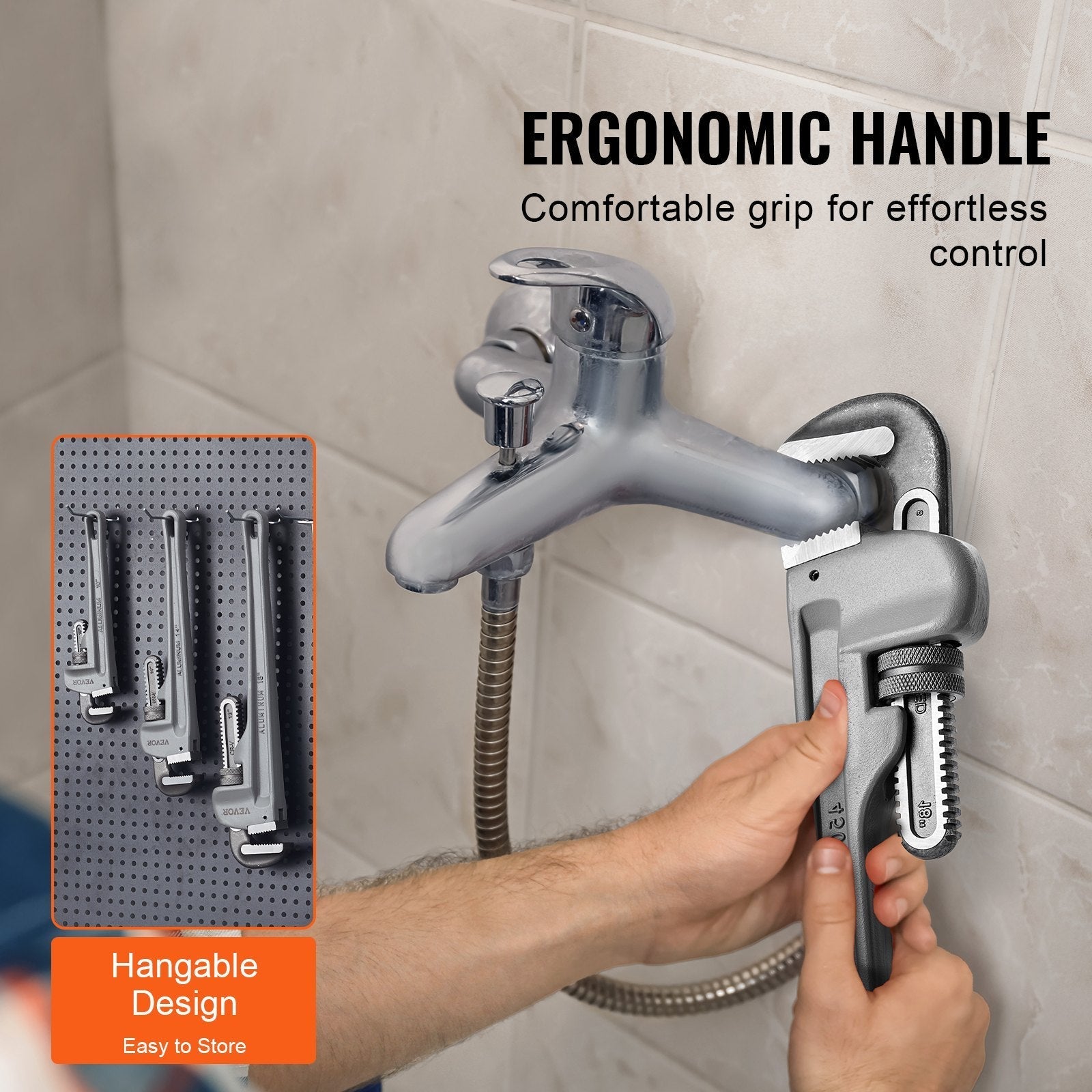VEVOR 3-Piece Pipe Wrench Set, 10