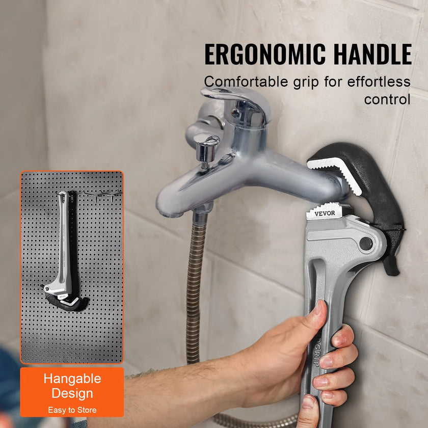 VEVOR Aluminum Straight Pipe Wrench 18 in Automatic Jaw Adjustment 60CRV Jaw