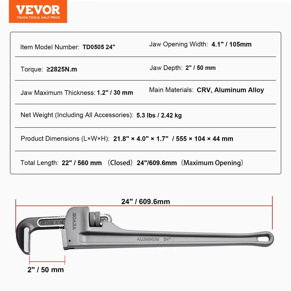 VEVOR Pipe Wrench, 24