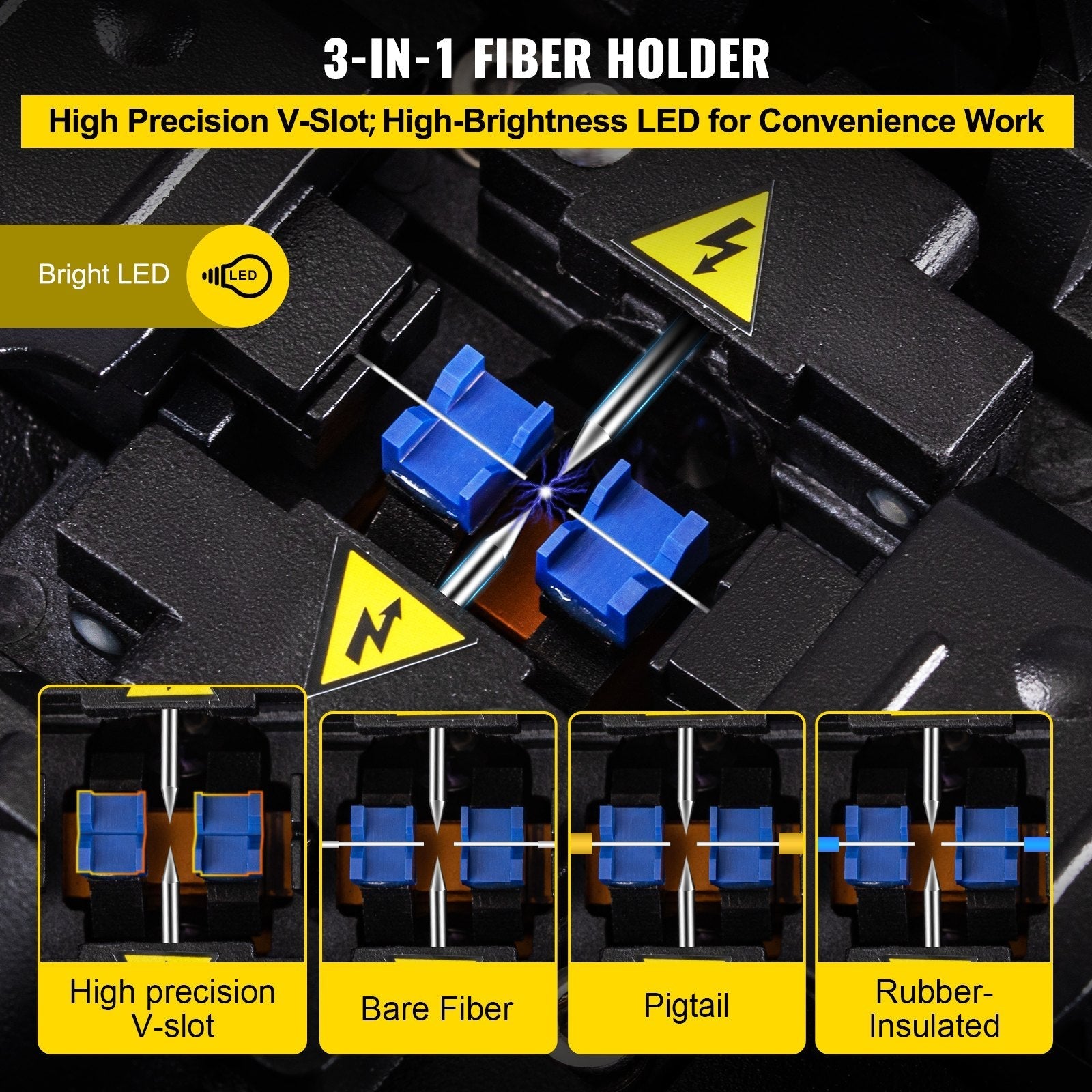 VEVOR Fiber Fusion Splicer Automatic Focus A-80S FTTH Fiber Optic Fusion Splicer Kit 5 Inch Digital LCD Screen Fusion Splicer Machine Optical Fiber Cleaver Kit