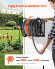 VEVOR Wall Mounted Garden Hose Reel 200ft 5/8 in Hose Winder 5ft Leader Hose