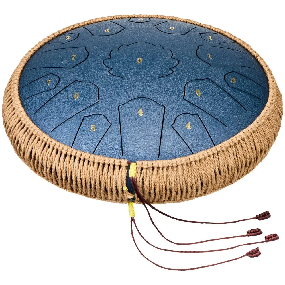 VEVOR Steel Tongue Drum 14 in 15 Notes Rain Drum for Outside D Major Navy Blue