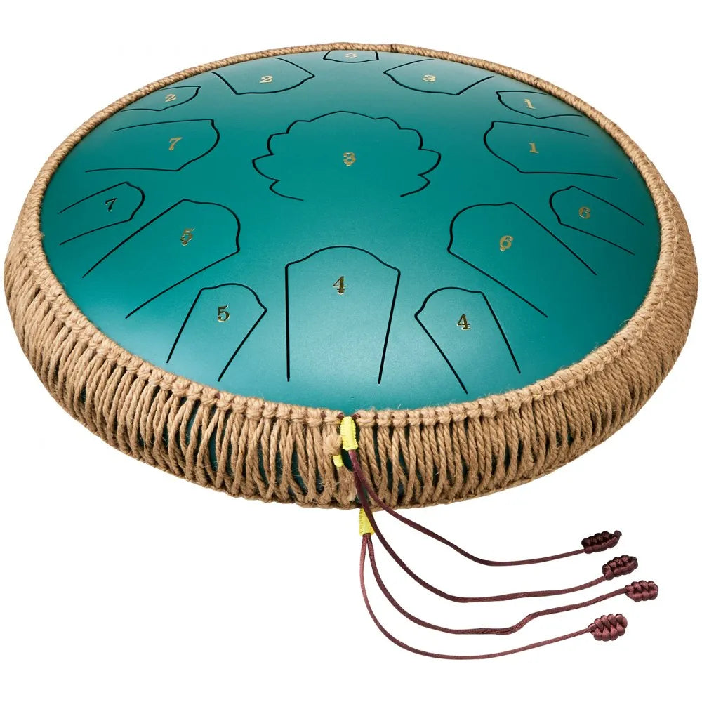 VEVOR Steel Tongue Drum 14 in 15 Notes Rain Drum for Outside C Major Green