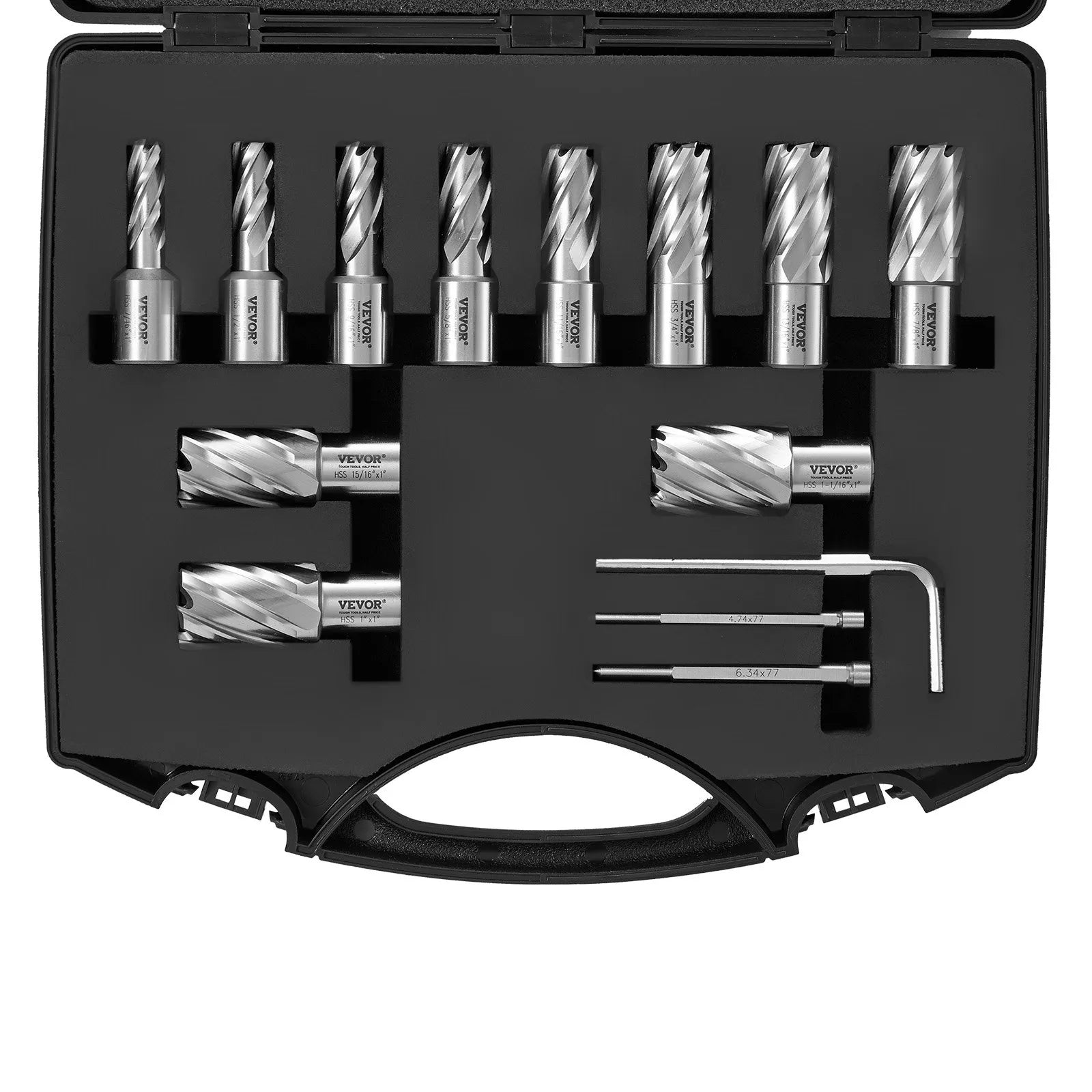 VEVOR Annular Cutter Set, 13 pcs Weldon Shank Mag Drill Bits, 1