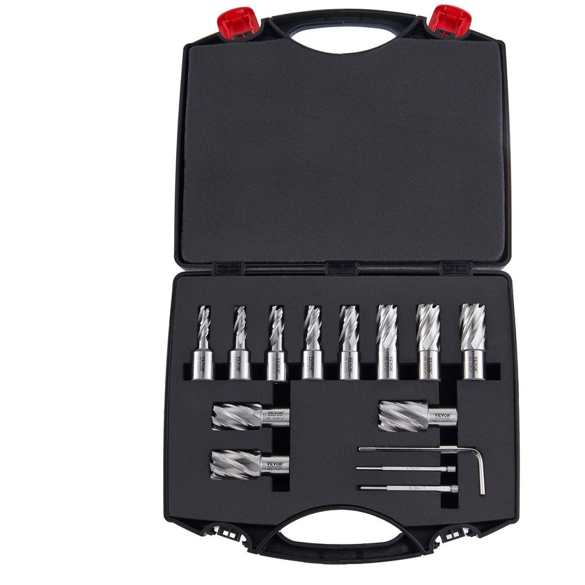 VEVOR Annular Cutter Set, 13 pcs Weldon Shank Mag Drill Bits, 1