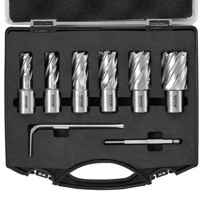 VEVOR Annular Cutter Set, 6 pcs Weldon Shank Mag Drill Bits, 1