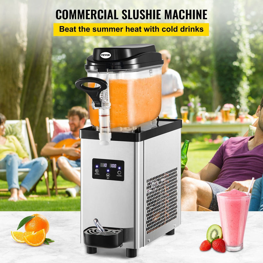VEVOR Commercial Slushy Machine, 6L/1.6 Gallons 25 Cups Single-Bowl, 705W 110V, Stainless Steel Margarita Smoothie Frozen Drink Maker, Slushie Machine for Supermarkets Cafes Restaurants Bars Home Use