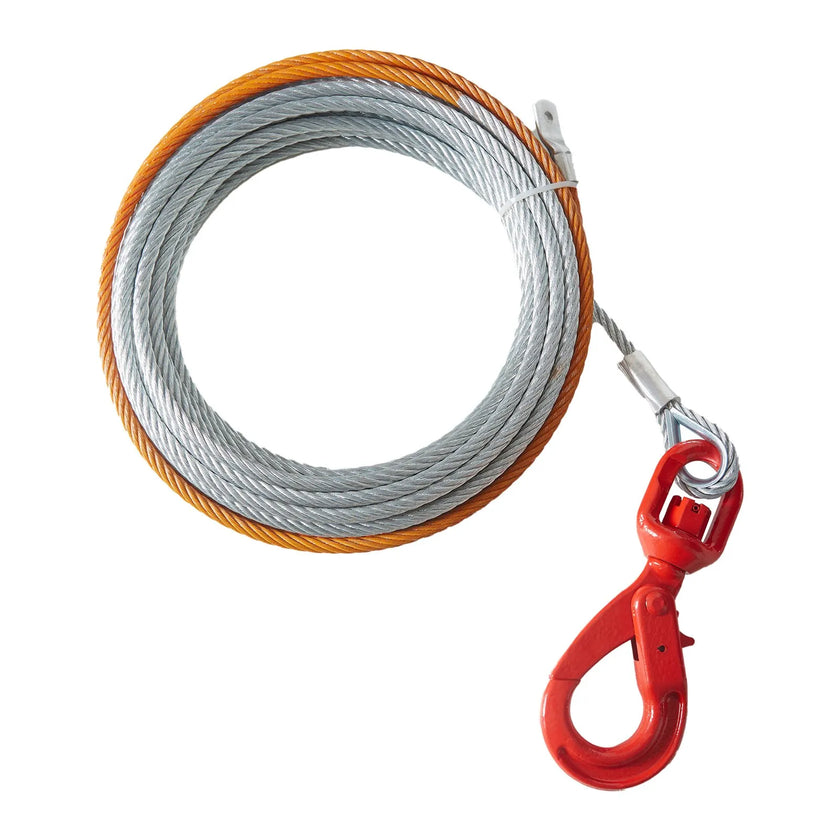 VEVOR Galvanized Steel Winch Cable, 3/8 Inch x 50 Feet 15,200 lbs Breaking Strength, Wire Winch Rope with Swivel Hook, Towing Cable Heavy Duty, Universal Fit for SUV, Large Off-Road Vehicle, Truck