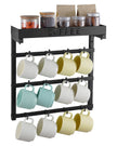 VEVOR Coffee Mug Holder Wall Mounted w/ 12 Movable Hooks and Top Shelf Cup Rack