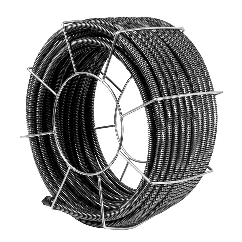 VEVOR Drain Cleaning Cable 100 FT x 3/4 Inch, Solid Core Steel Drain Cleaner Cable with 4 Cutters for 3.9