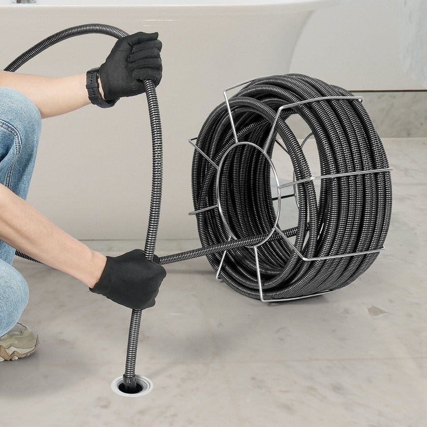 VEVOR Drain Cleaning Cable 100 FT x 3/4 Inch, Solid Core Steel Drain Cleaner Cable with 4 Cutters for 3.9