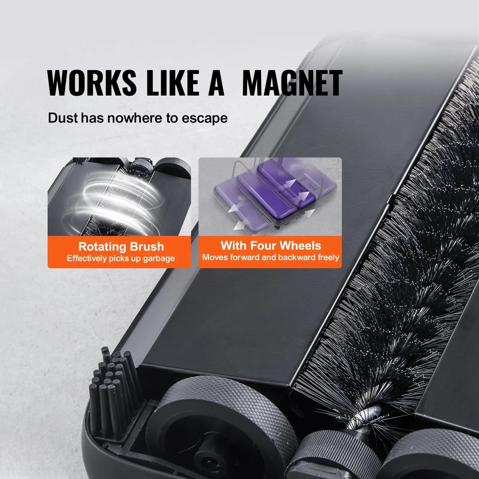 VEVOR Carpet Floor Sweeper Manual 6.7 inch Width Sweeping Paths Purple