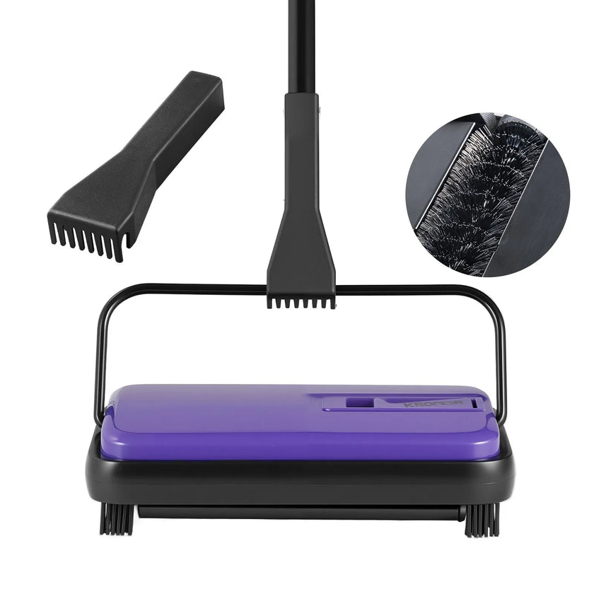 VEVOR Carpet Floor Sweeper Manual 6.7 inch Width Sweeping Paths Purple